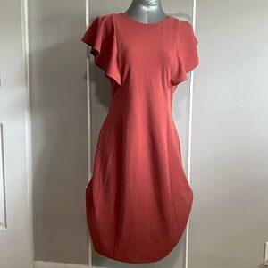 Matte pink flutter sleeve professional dress